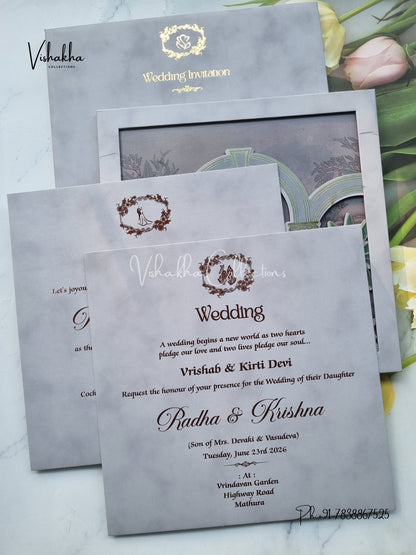 Hathi Hindu Sikh Padded MDF Board Laser Cut Colored invitation Cards SN-156