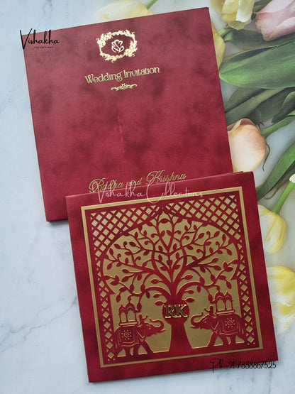 Hathi Hindu Sikh Padded invitation Cards SN-167