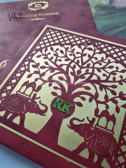 Hathi Hindu Sikh Padded invitation Cards SN-167