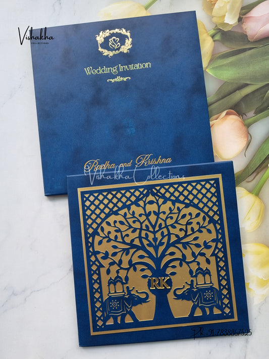 Hathi Hindu Sikh Padded invitation Cards SN-168