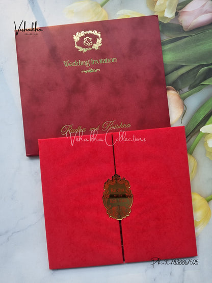 Double Door Hindu Muslim Christian Sikh Padded invitation Cards SN-173