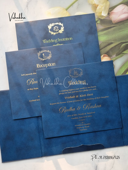 Double Door Hindu Muslim Christian Sikh Padded invitation Cards SN-174