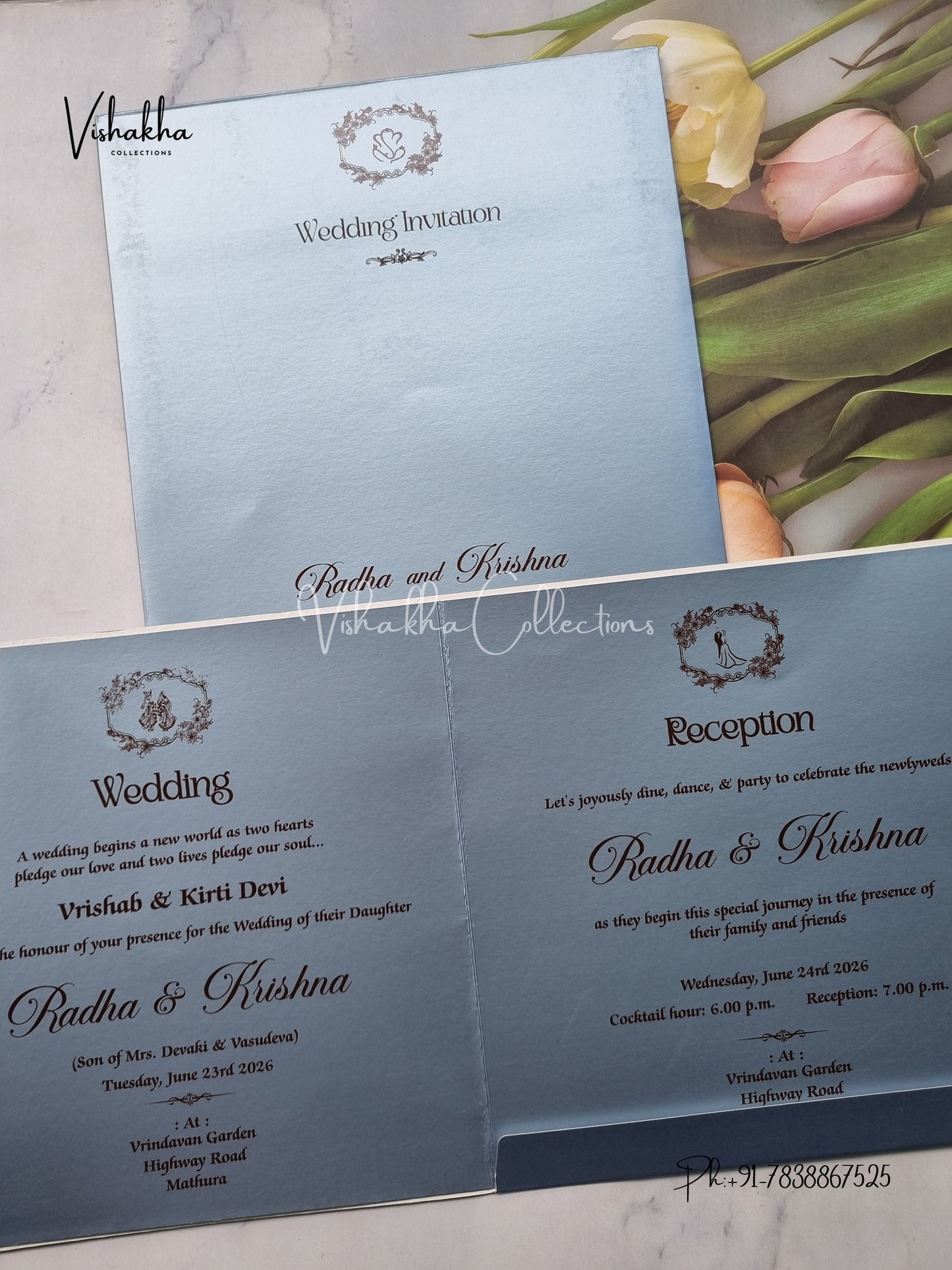 Semi Box Hindu Muslim Christian Sikh Colored invitation Cards SN-26