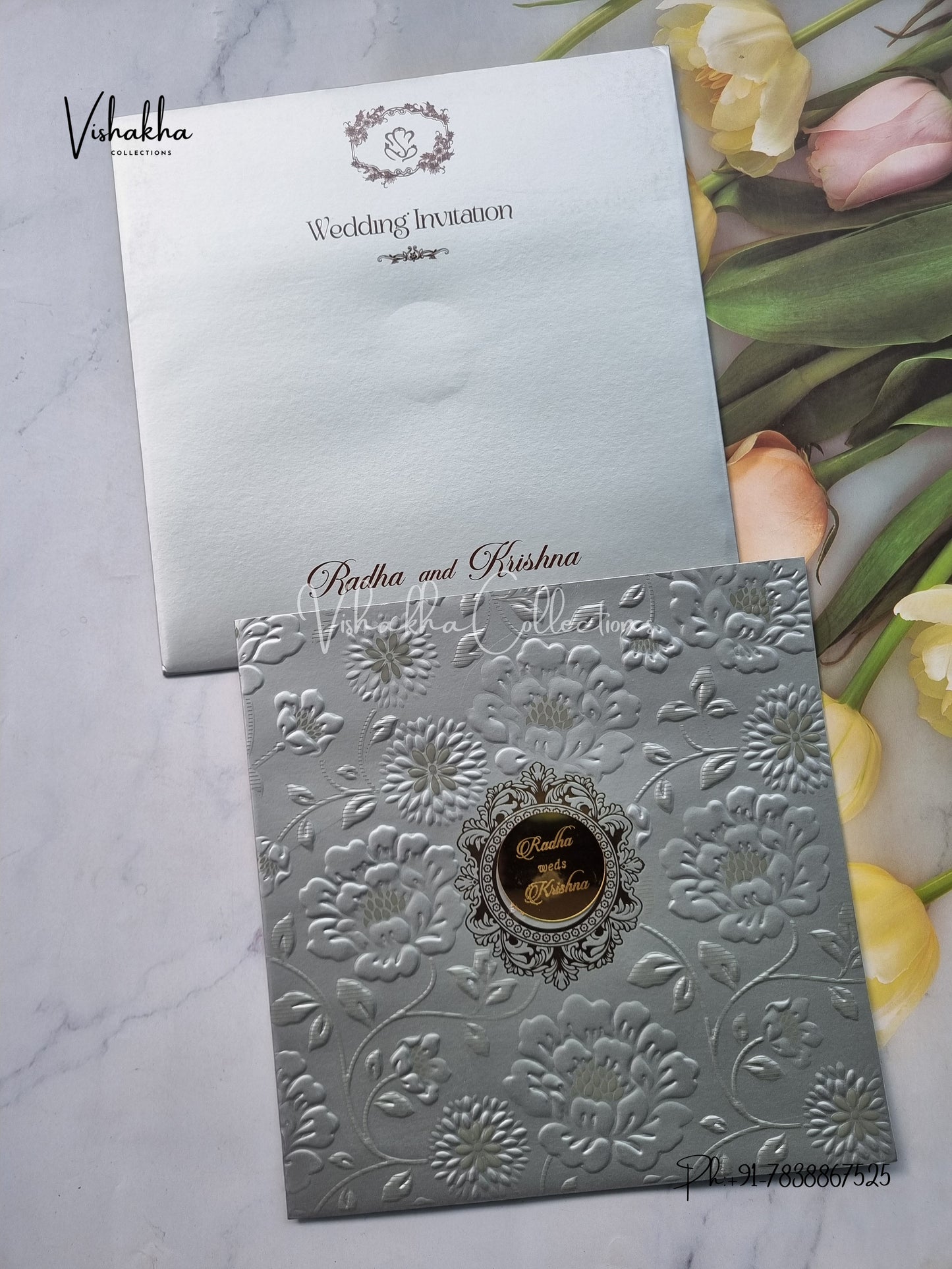 Semi Box Hindu Muslim Christian Sikh Colored invitation Cards SN-28