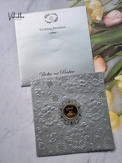 Semi Box Hindu Muslim Christian Sikh Colored invitation Cards SN-28