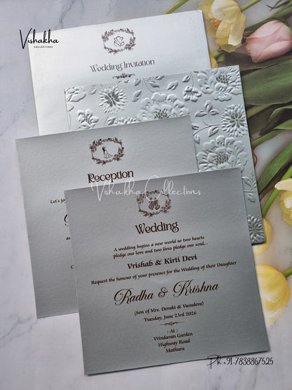 Semi Box Hindu Muslim Christian Sikh Colored invitation Cards SN-28