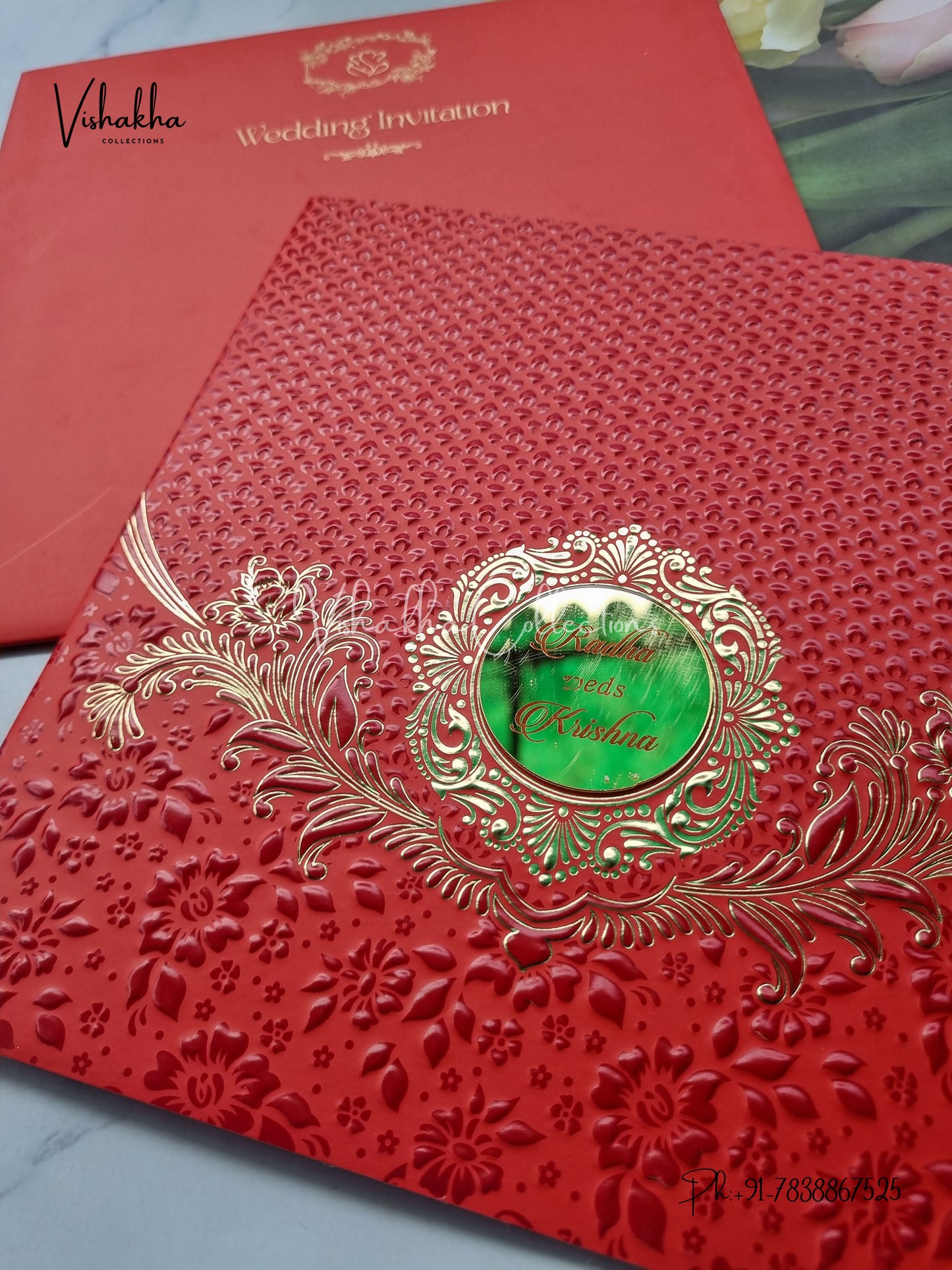 Semi Box Hindu Muslim Christian Sikh Colored invitation Cards SN-29