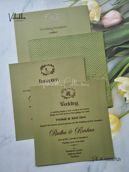 Semi Box Hindu Muslim Christian Sikh Colored invitation Cards SN-30