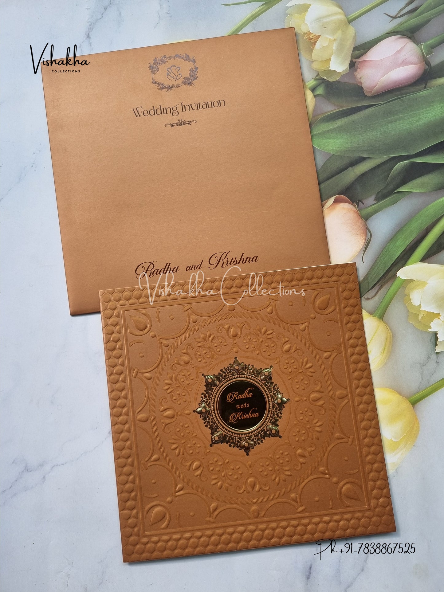 Semi Box Hindu Muslim Christian Sikh Colored invitation Cards SN-31