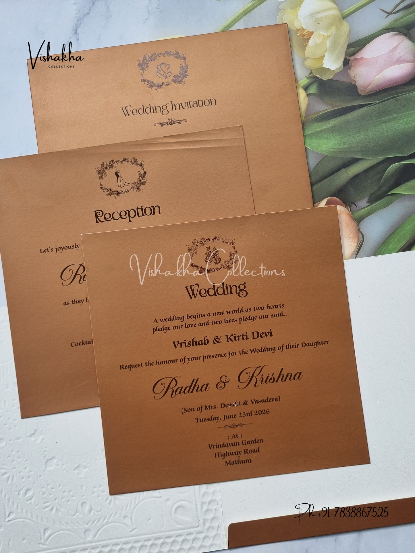 Semi Box Hindu Muslim Christian Sikh Colored invitation Cards SN-31