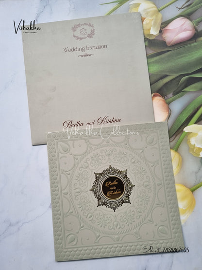 Semi Box Hindu Muslim Christian Sikh Colored invitation Cards SN-32