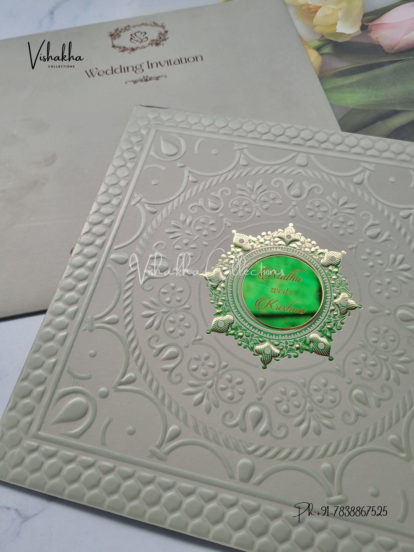 Semi Box Hindu Muslim Christian Sikh Colored invitation Cards SN-32