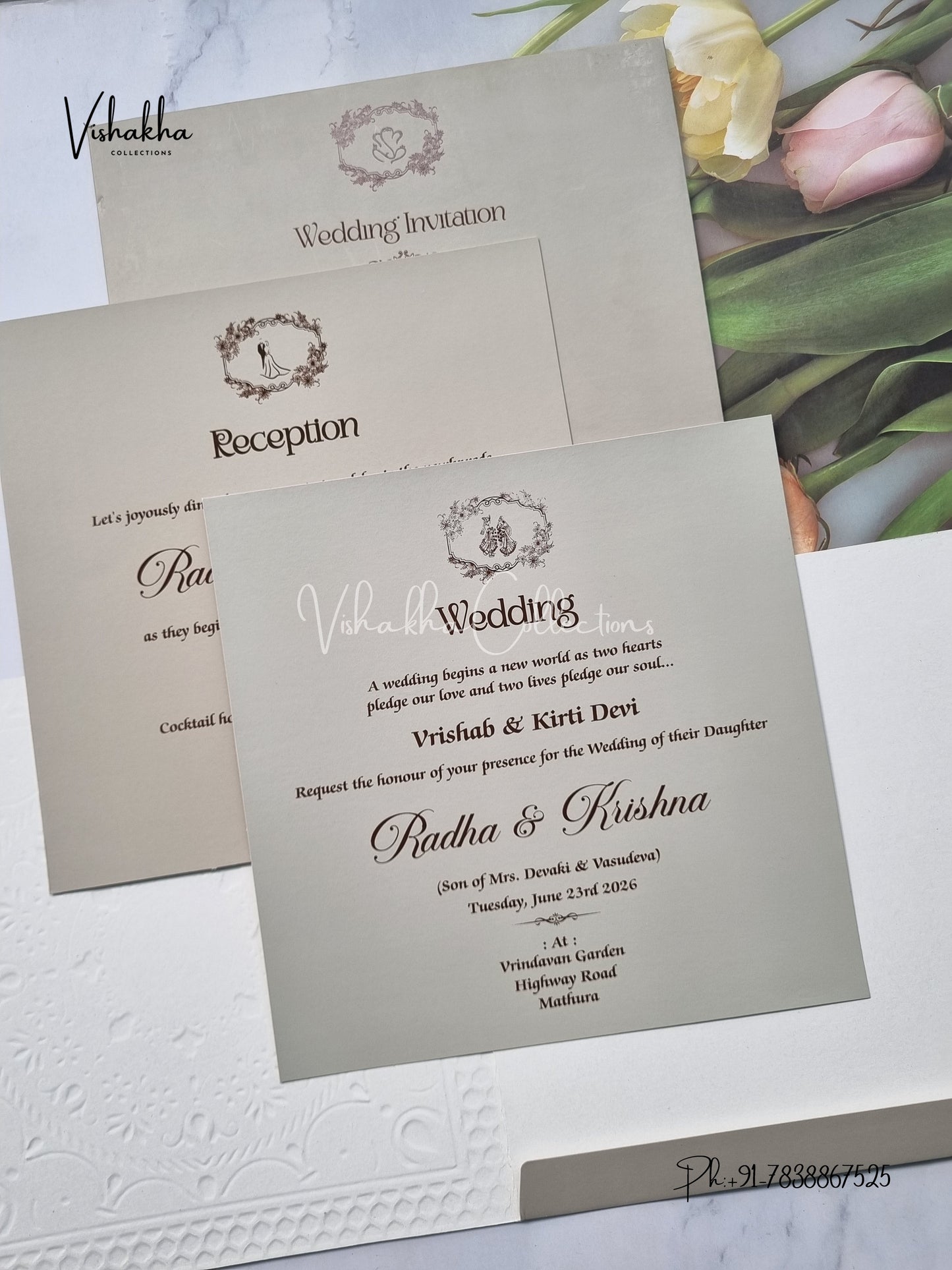 Semi Box Hindu Muslim Christian Sikh Colored invitation Cards SN-32