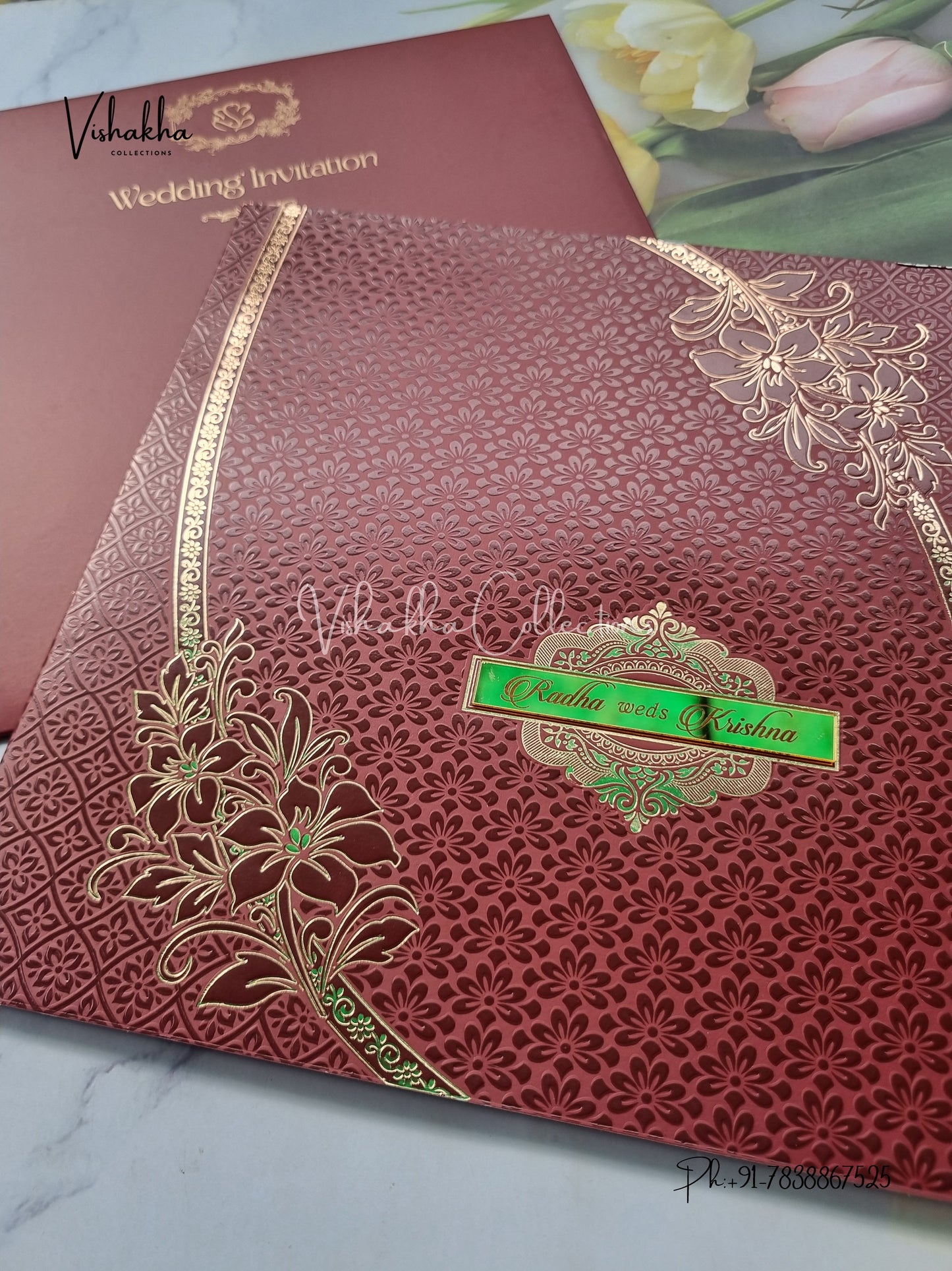 Semi Box Hindu Muslim Christian Sikh Colored invitation Cards SN-33