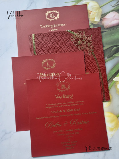 Semi Box Hindu Muslim Christian Sikh Colored invitation Cards SN-33