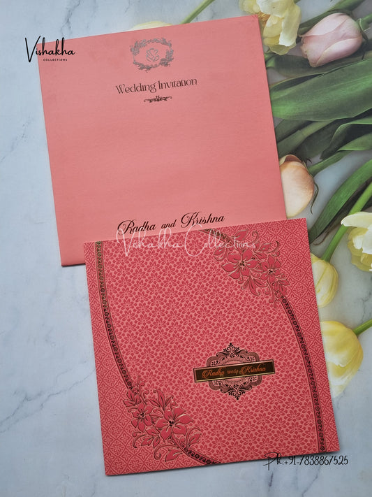 Semi Box Hindu Muslim Christian Sikh Colored invitation Cards SN-34