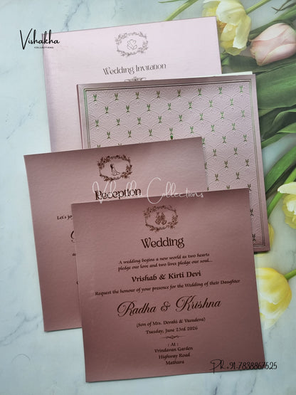 Semi Box Hindu Muslim Christian Sikh Colored invitation Cards SN-35