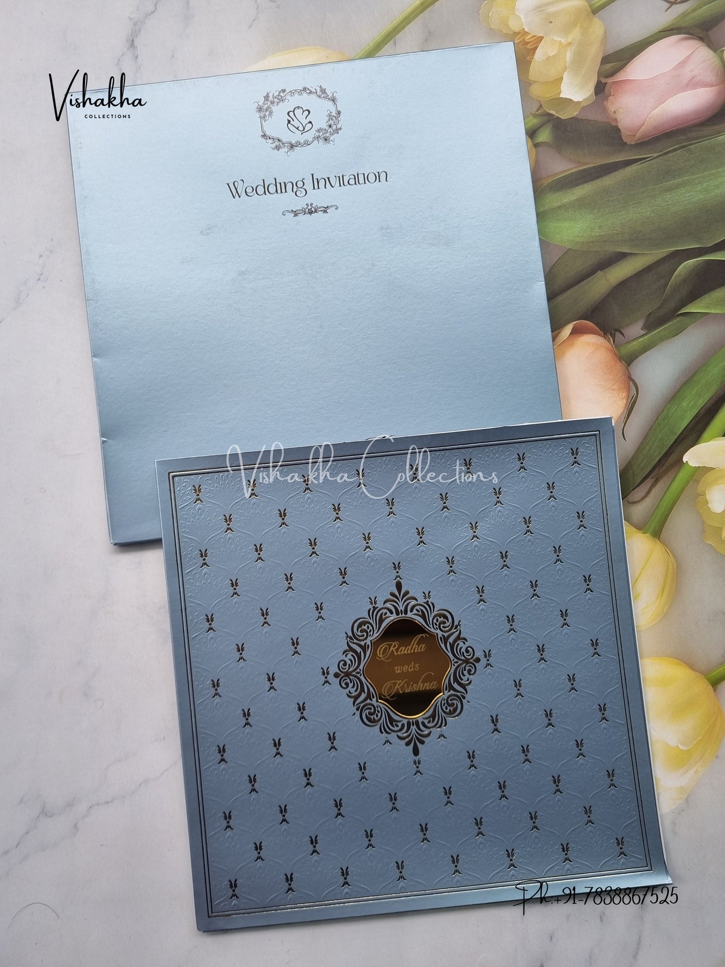 Semi Box Hindu Muslim Christian Sikh Colored invitation Cards SN-36