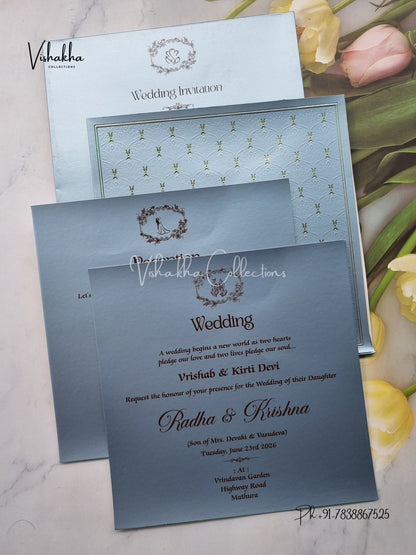 Semi Box Hindu Muslim Christian Sikh Colored invitation Cards SN-36