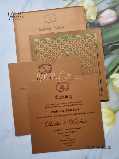 Semi Box Hindu Muslim Christian Sikh Colored invitation Cards SN-37
