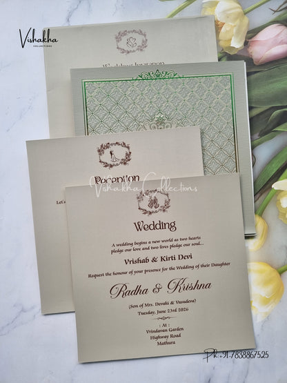 Semi Box Hindu Muslim Christian Sikh Colored invitation Cards SN-38