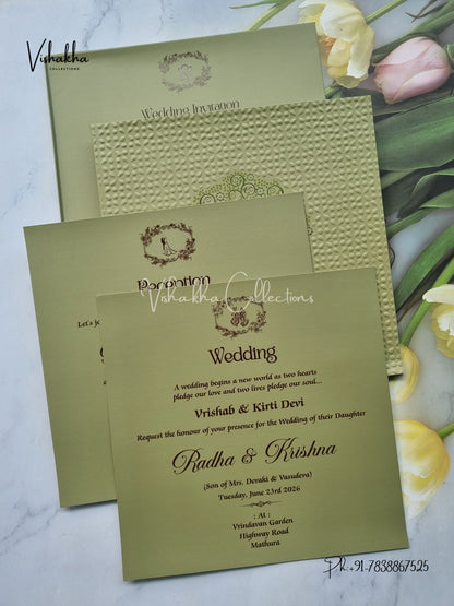 Semi Box Hindu Muslim Christian Sikh Colored invitation Cards SN-41