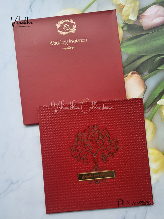 Semi Box Hindu Muslim Christian Sikh Colored invitation Cards SN-42