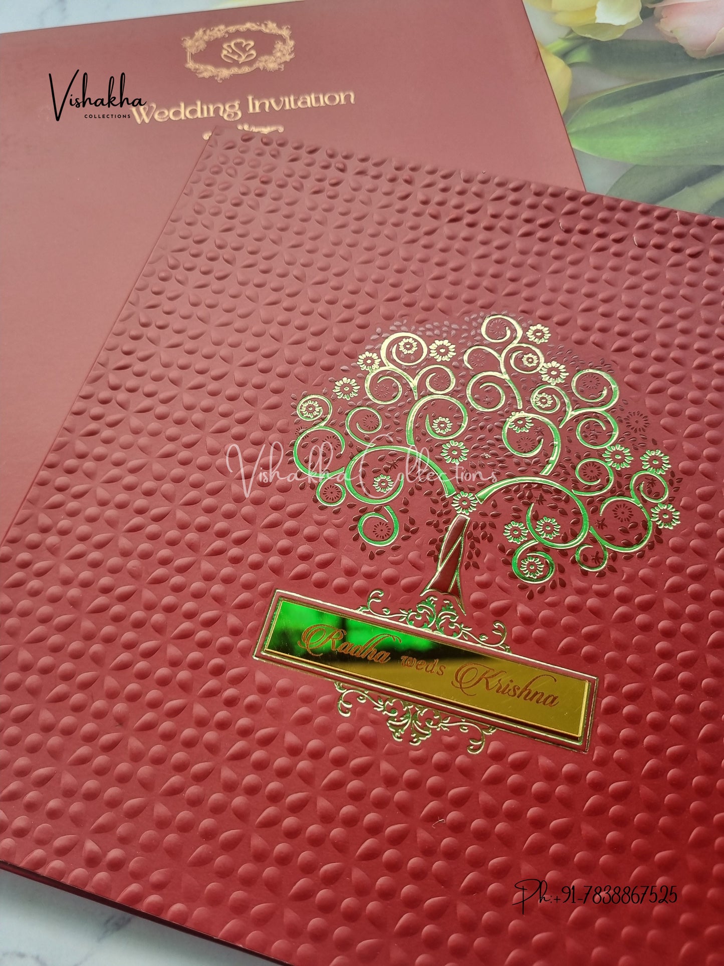 Semi Box Hindu Muslim Christian Sikh Colored invitation Cards SN-42