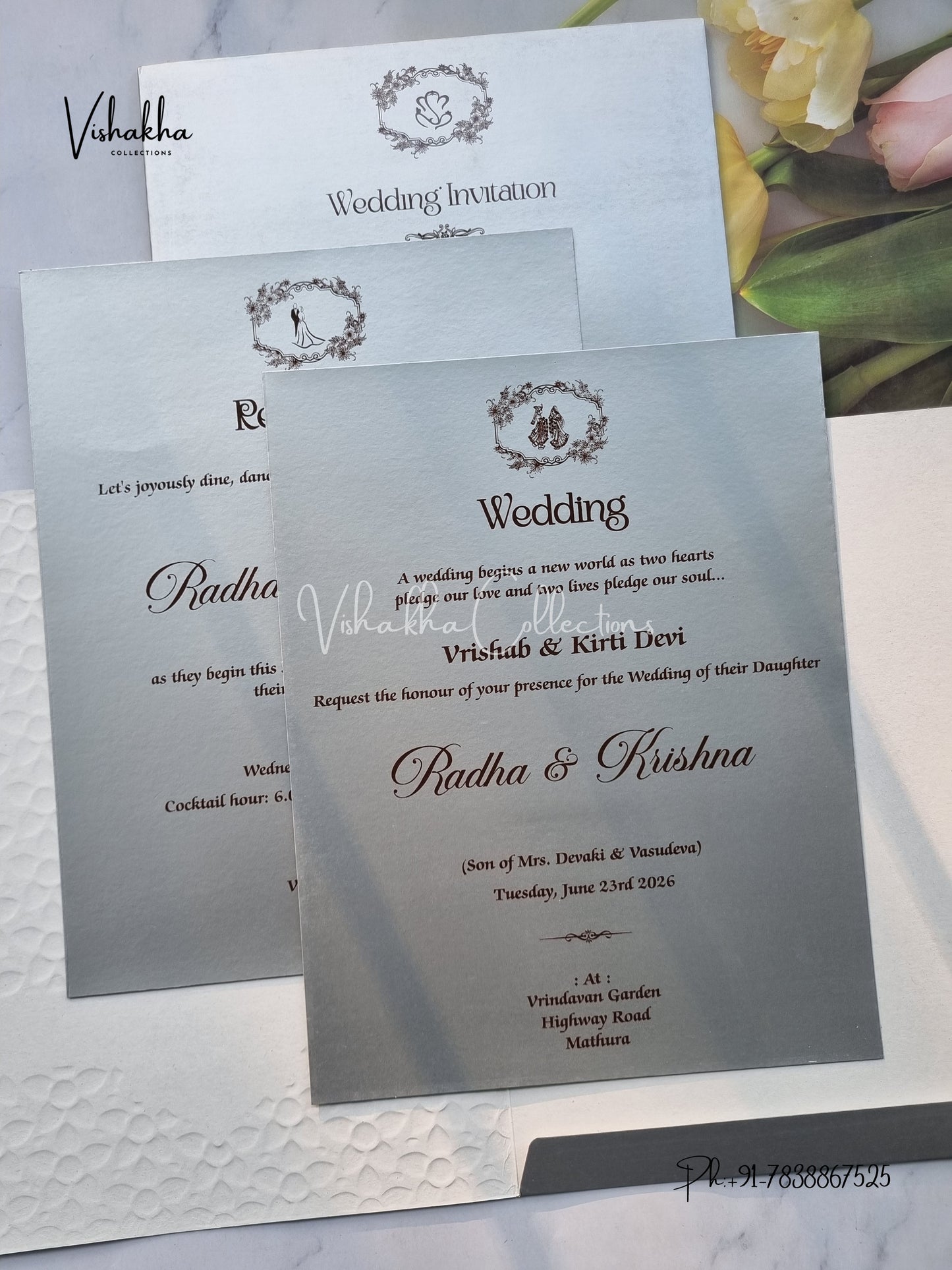 Hindu Muslim Christian Sikh Colored invitation Cards SN-45