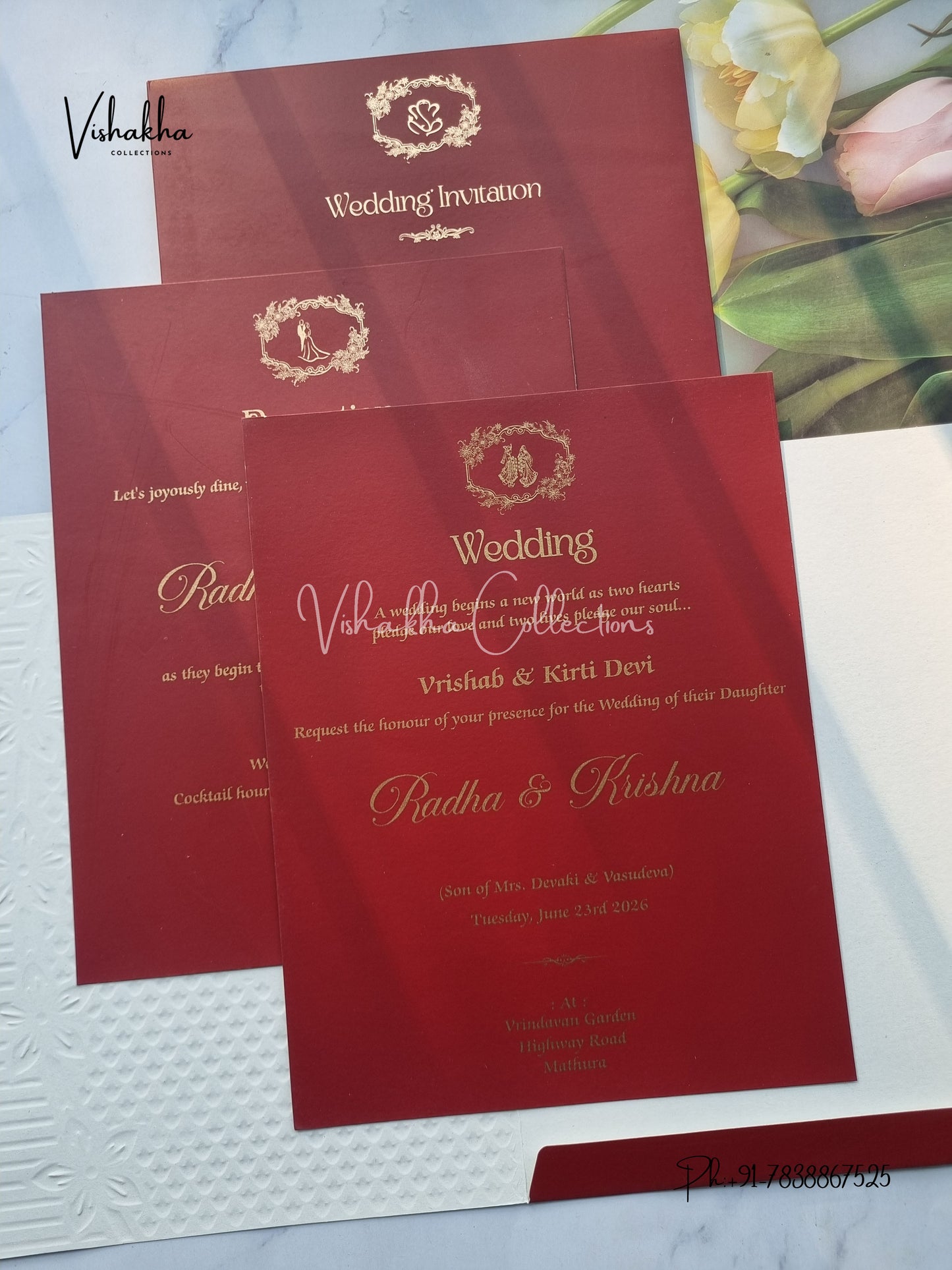 Hindu Muslim Christian Sikh Colored invitation Cards SN-51