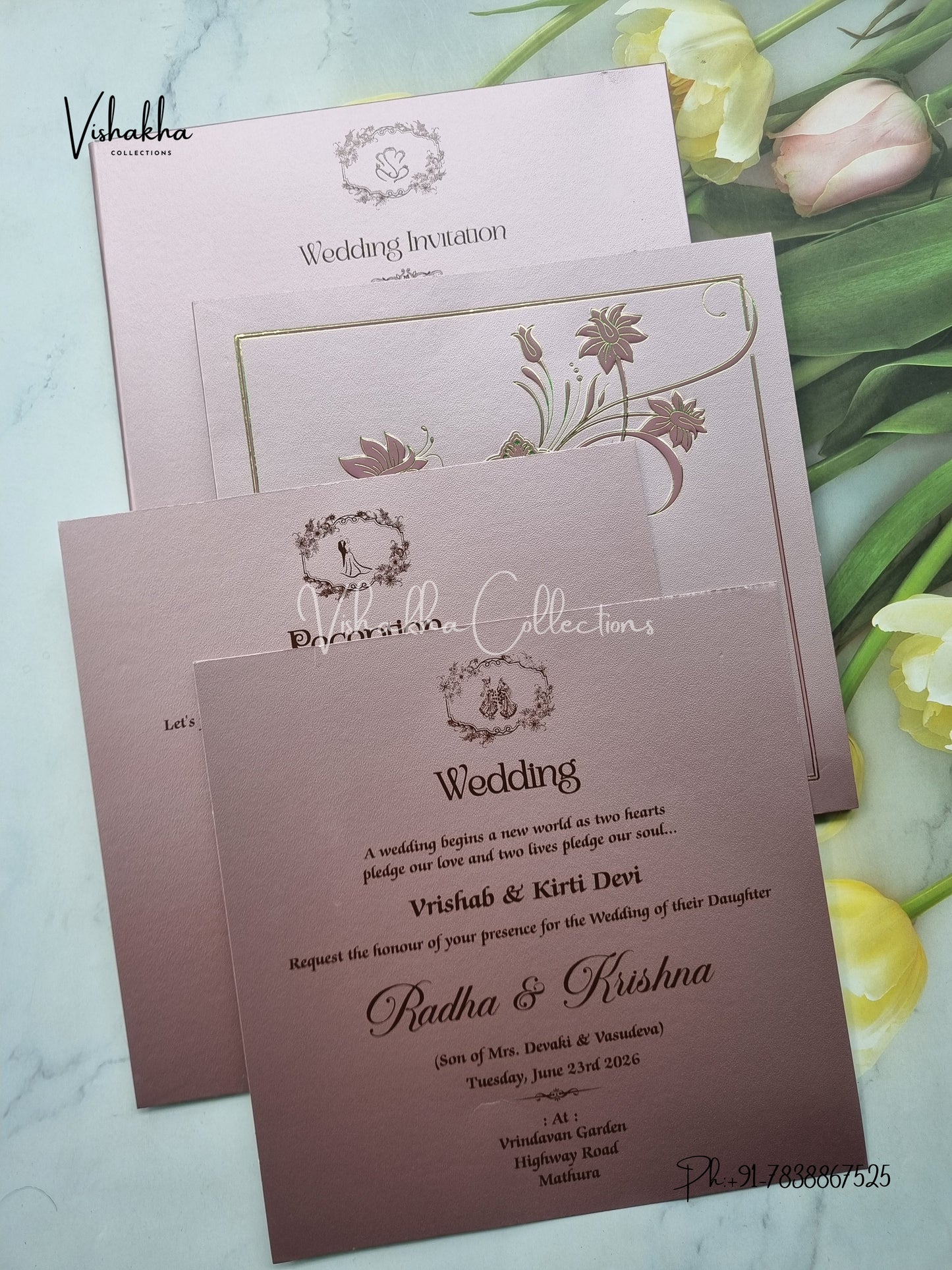 Semi Box Hindu Muslim Christian Sikh Colored invitation Cards SN-61