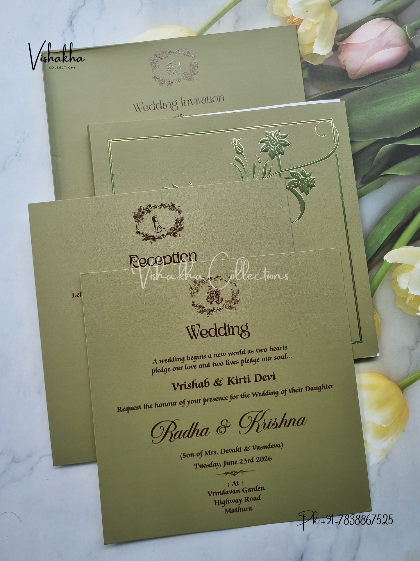 Semi Box Hindu Muslim Christian Sikh Colored invitation Cards SN-62