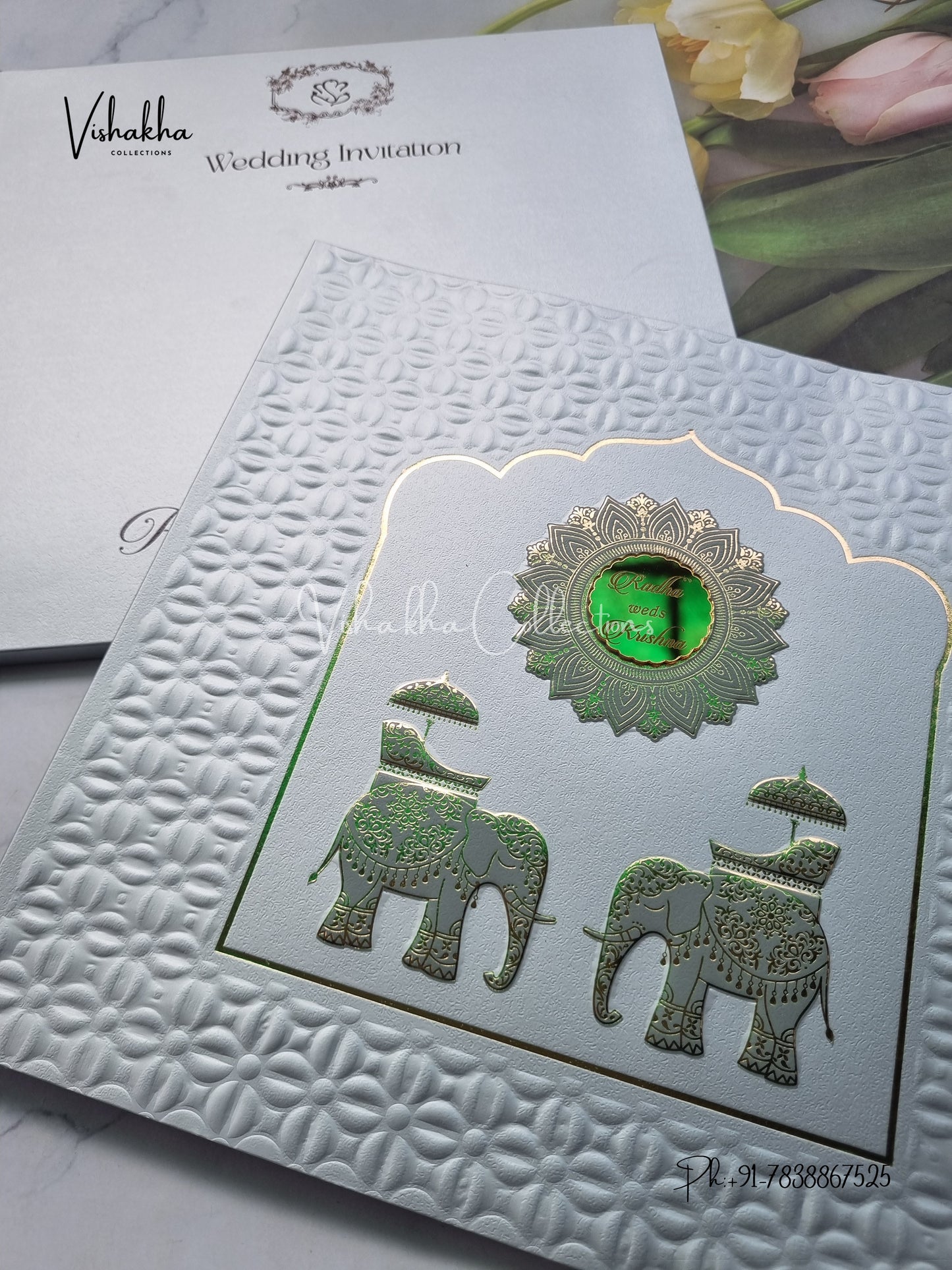 Semi Box Hathi Hindu Sikh Colored invitation Cards SN-63