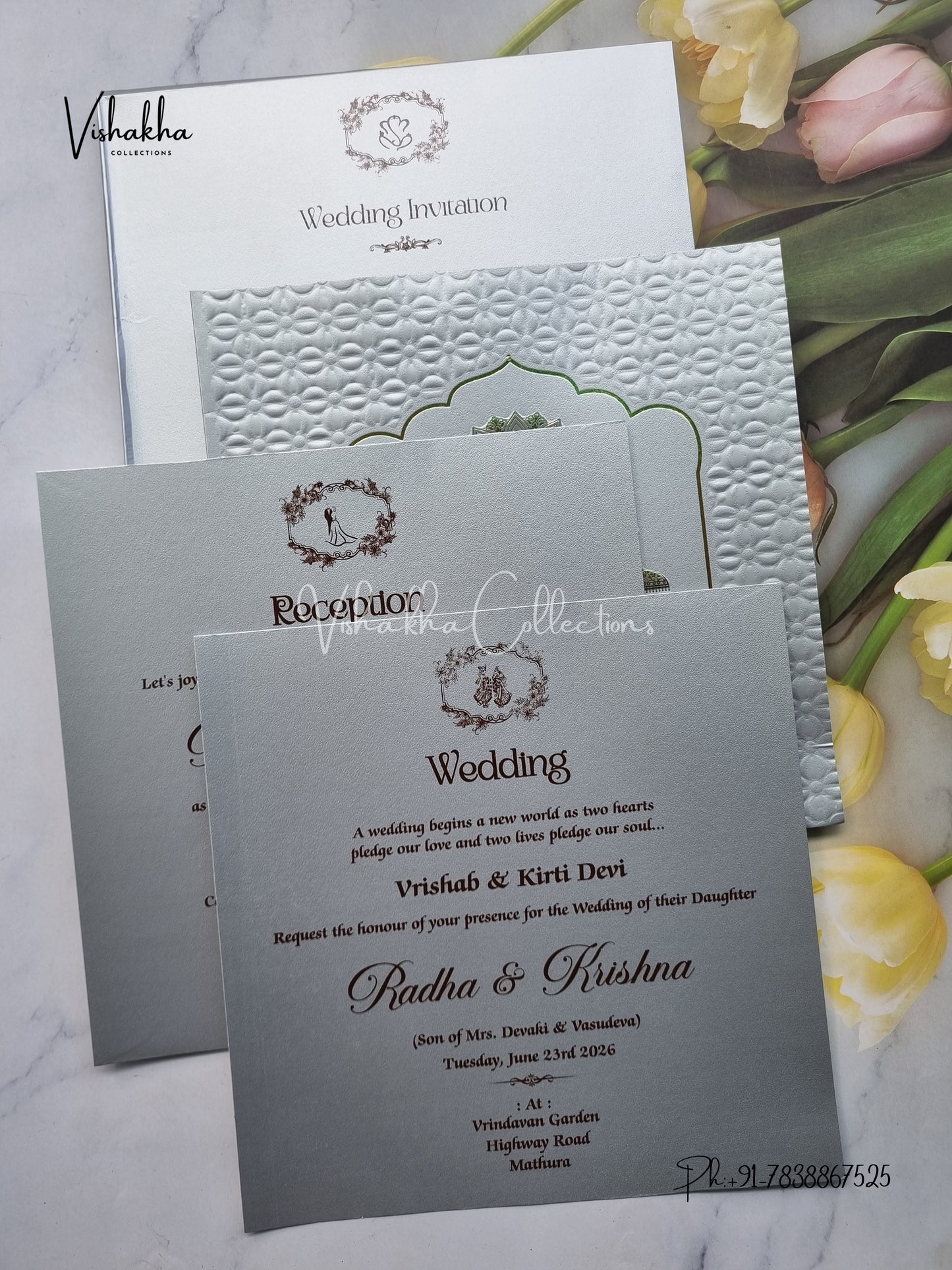 Semi Box Hathi Hindu Sikh Colored invitation Cards SN-63