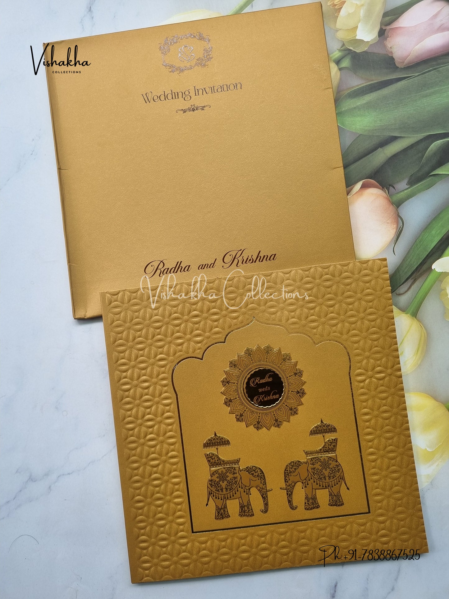 Semi Box Hathi Hindu Sikh Colored invitation Cards SN-64