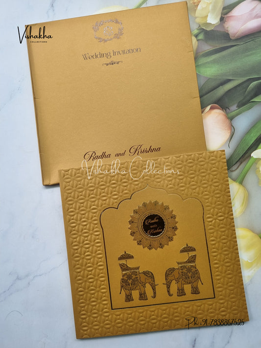 Semi Box Hathi Hindu Sikh Colored invitation Cards SN-64