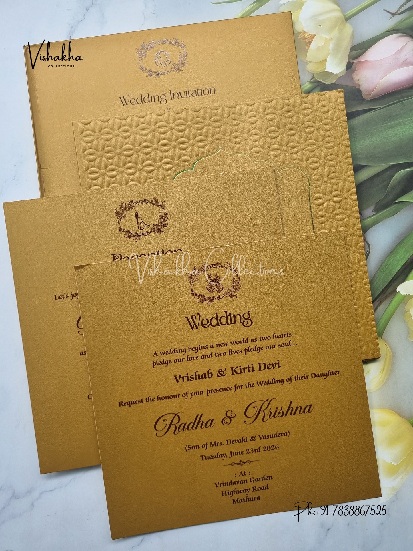 Semi Box Hathi Hindu Sikh Colored invitation Cards SN-64