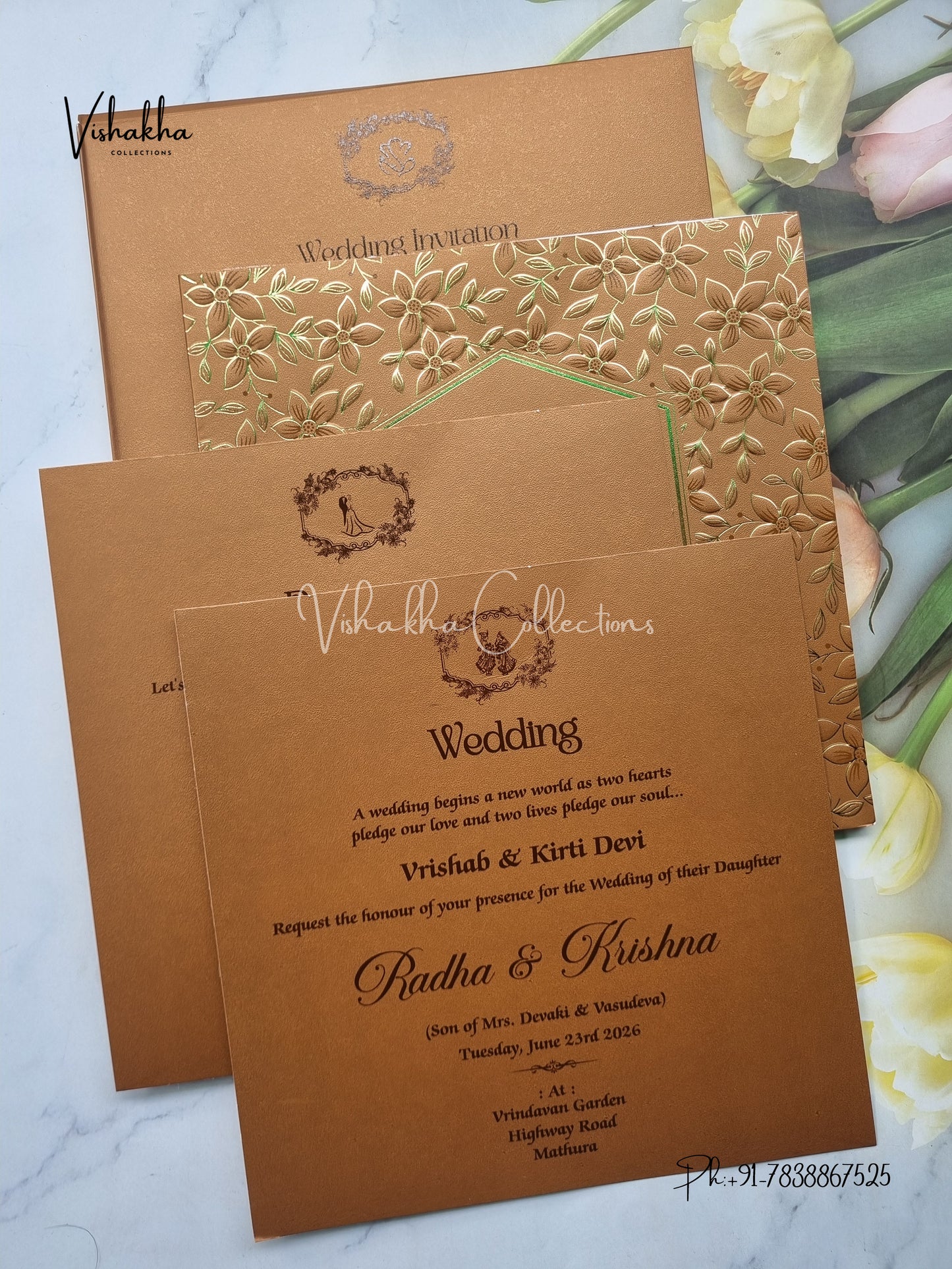 Semi Box Hindu Muslim Christian Sikh Colored invitation Cards SN-65