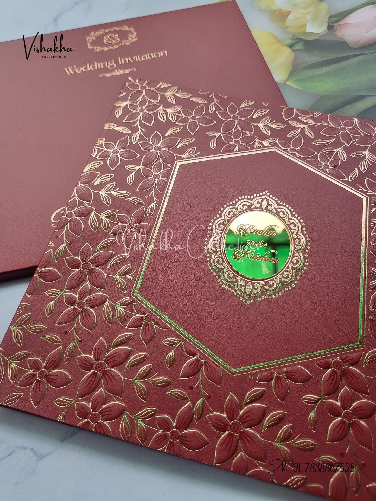 Semi Box Hindu Muslim Christian Sikh Colored invitation Cards SN-66