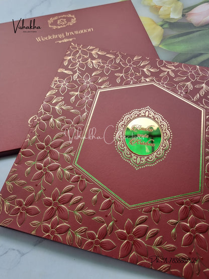 Semi Box Hindu Muslim Christian Sikh Colored invitation Cards SN-66