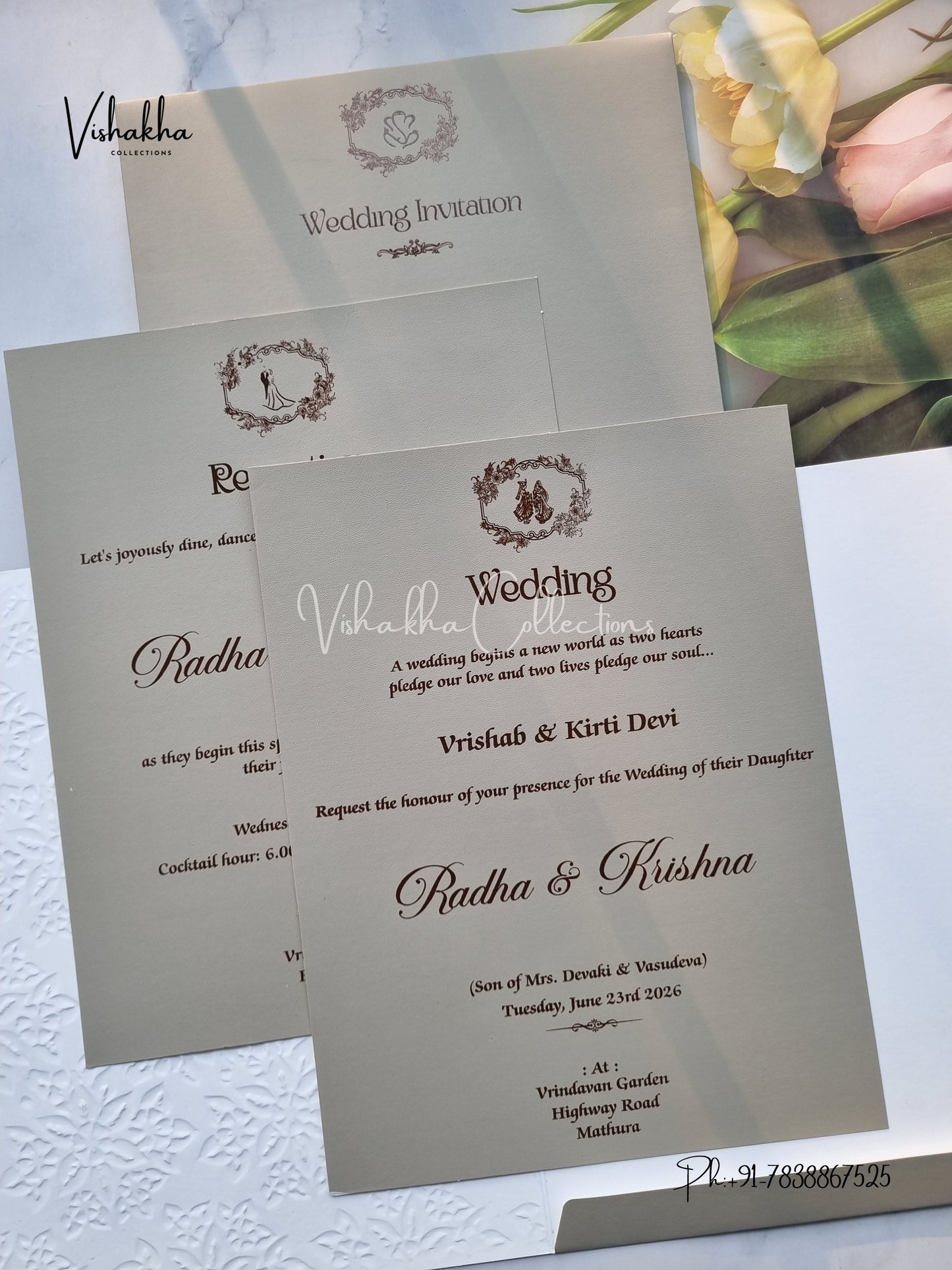 Hindu Muslim Christian Sikh Colored invitation Cards SN-70