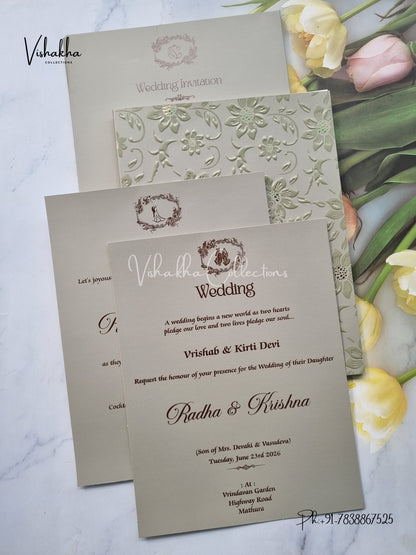 Semi Box Hindu Muslim Christian Sikh Colored invitation Cards SN-74