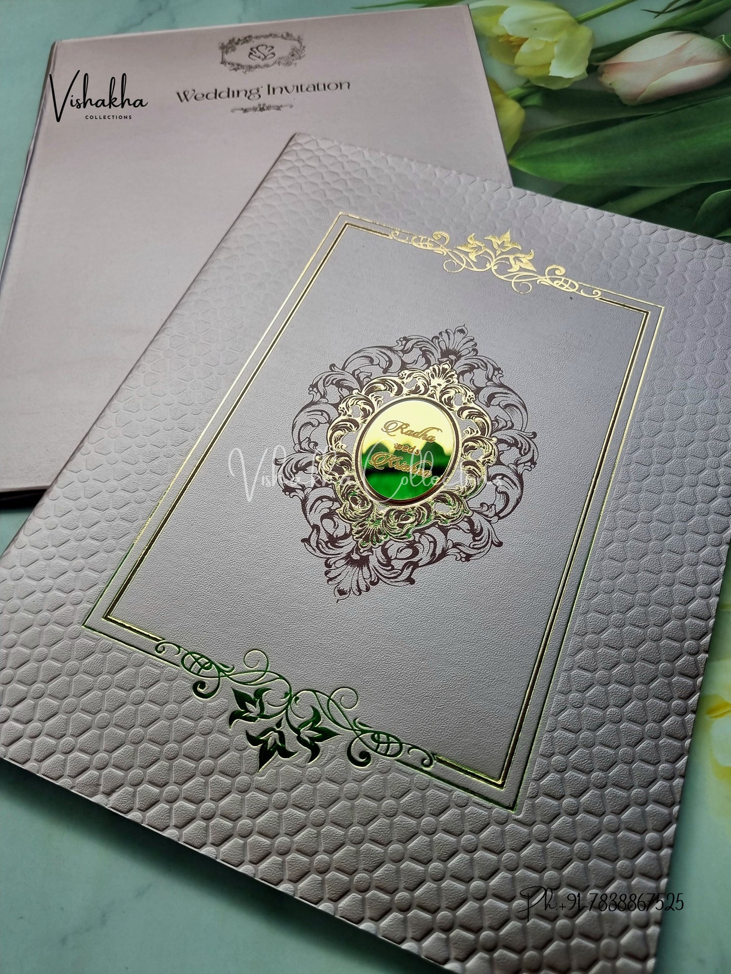 Semi Box Hindu Muslim Christian Sikh Colored invitation Cards SN-75
