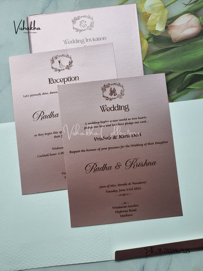 Semi Box Hindu Muslim Christian Sikh Colored invitation Cards SN-75