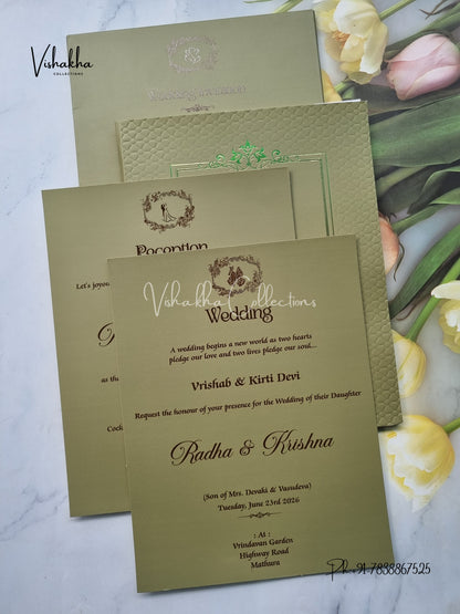 Semi Box Hindu Muslim Christian Sikh Colored invitation Cards SN-76