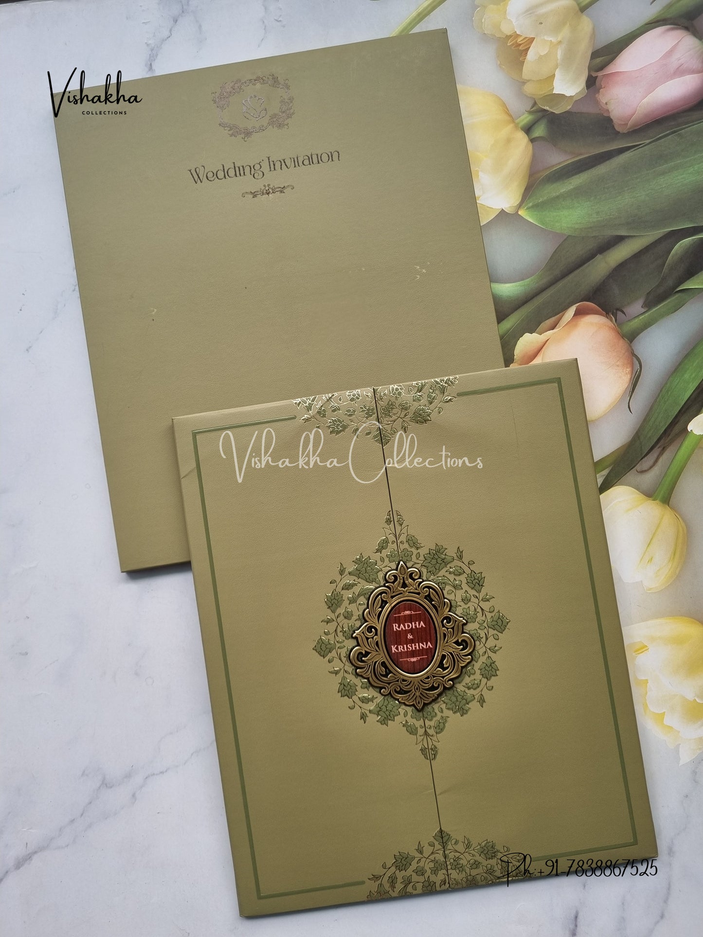 Double Door Hindu Muslim Christian Sikh Padded invitation Cards SN-91