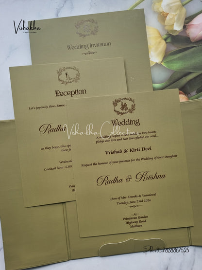 Double Door Hindu Muslim Christian Sikh Padded invitation Cards SN-91