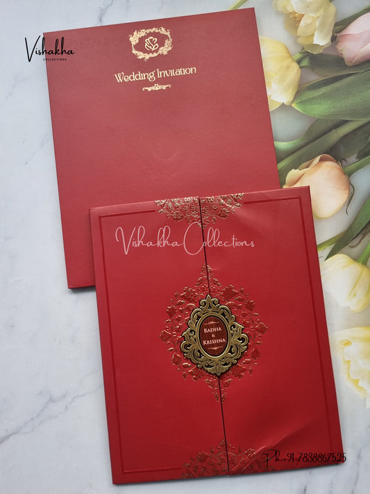 Double Door Hindu Muslim Christian Sikh Padded invitation Cards SN-92