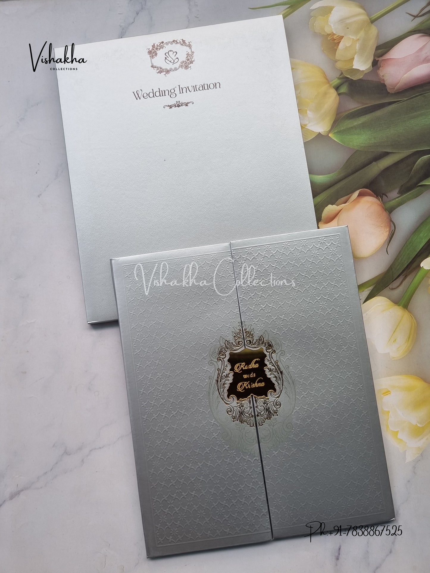 Double Door Hindu Muslim Christian Sikh Padded invitation Cards SN-93