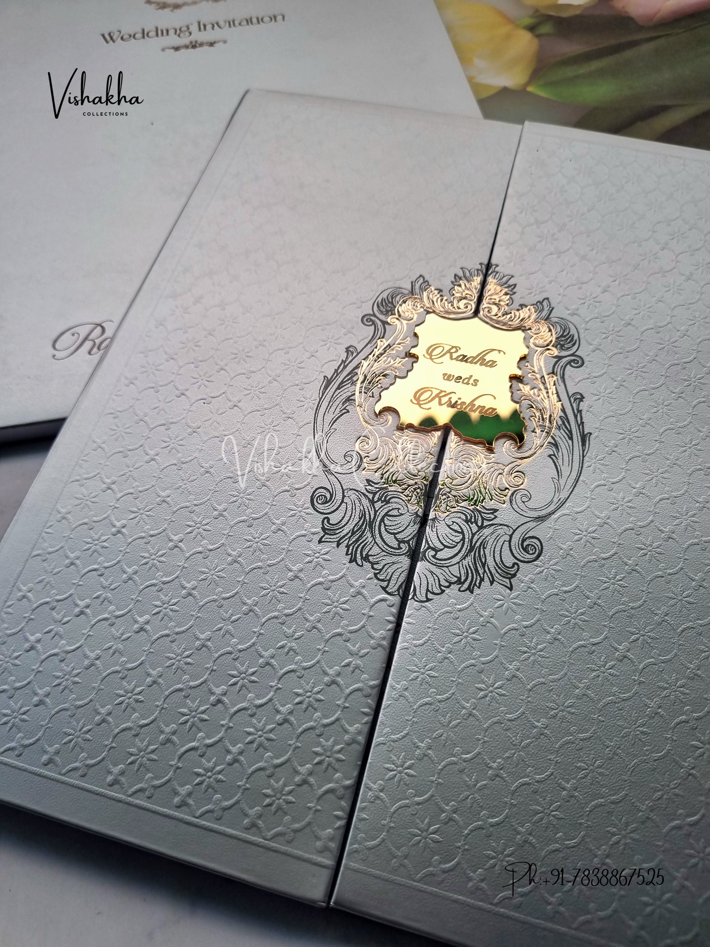 Double Door Hindu Muslim Christian Sikh Padded invitation Cards SN-93